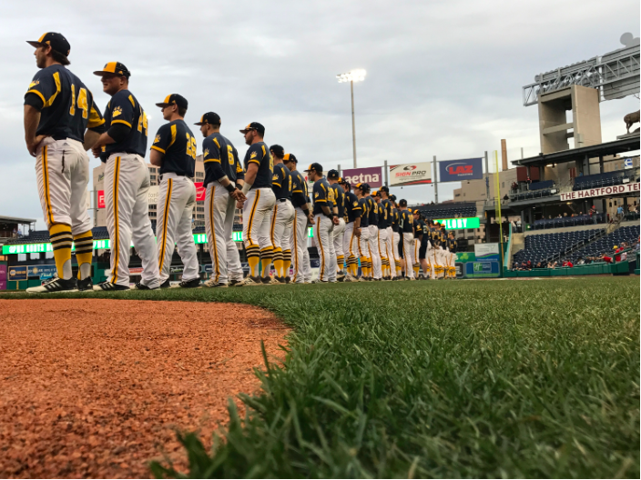 Quinnipiac falls to Hartford 6-4 in first game played at Dunkin Donuts Park
